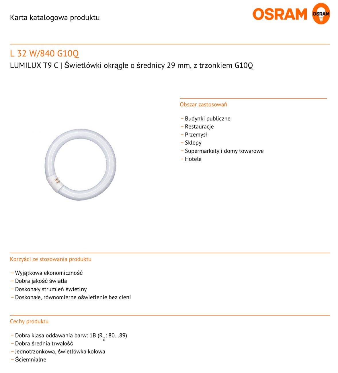 Osram Lumilux 32W/840 Circular G10q