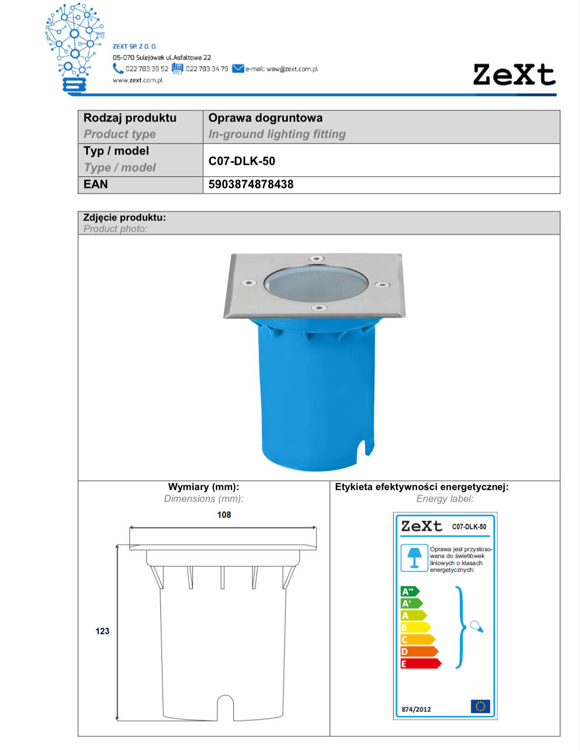 Oprawa dogruntowa ZEXT DLK-50 IP65