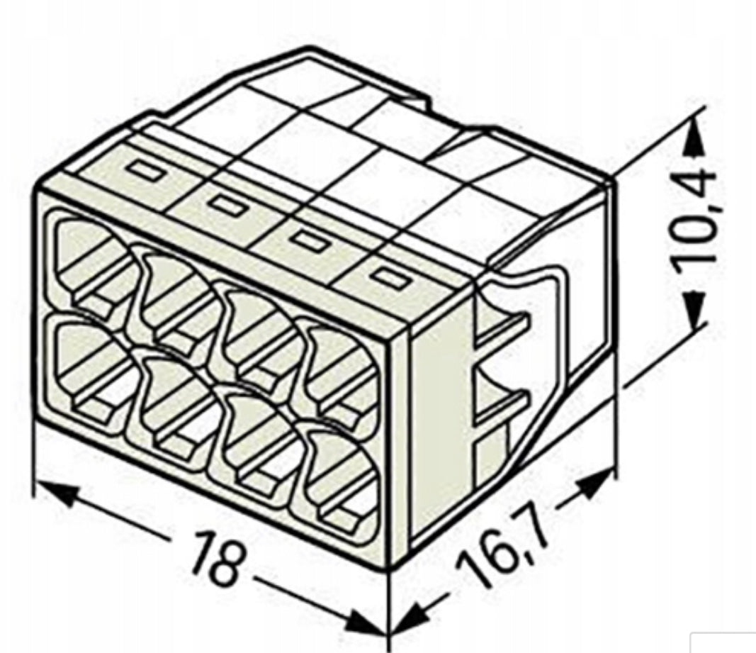 Zestaw 10x Złączka Instalacyjna Szybkozłączka WAGO 2273-208 na DRUT 8x0,5-2,5mm