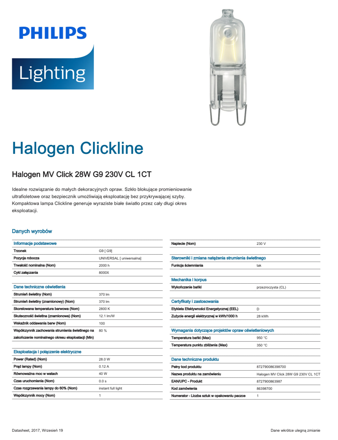Philips EcoHalo MV Clickline 28W G9