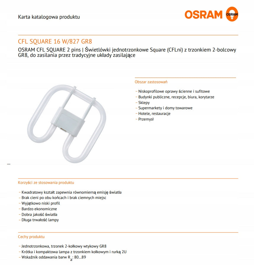 OSRAM CFL SQUARE 16W/827 GR8