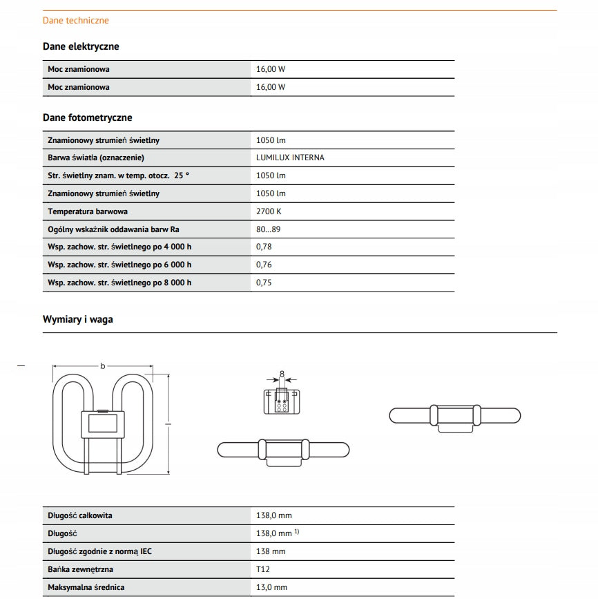 OSRAM CFL SQUARE 16W/827 GR8