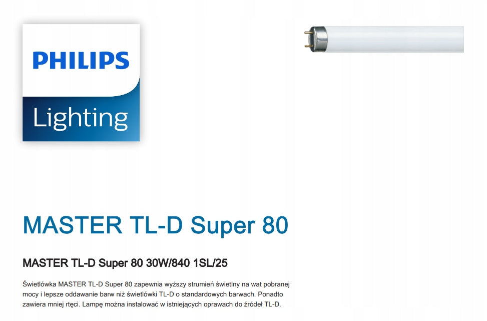 PHILIPS MASTER TL-D Super80 30W/840 T8 G13