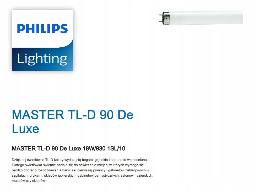 PHILIPS MASTER TL-D 90 De Luxe 18W/930 T8 G13