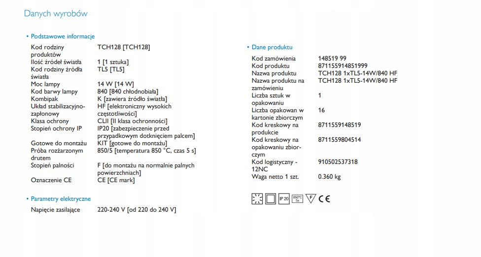 PHILIPS PENTURA MINI TCH128 1xTL5-14W/840 HF