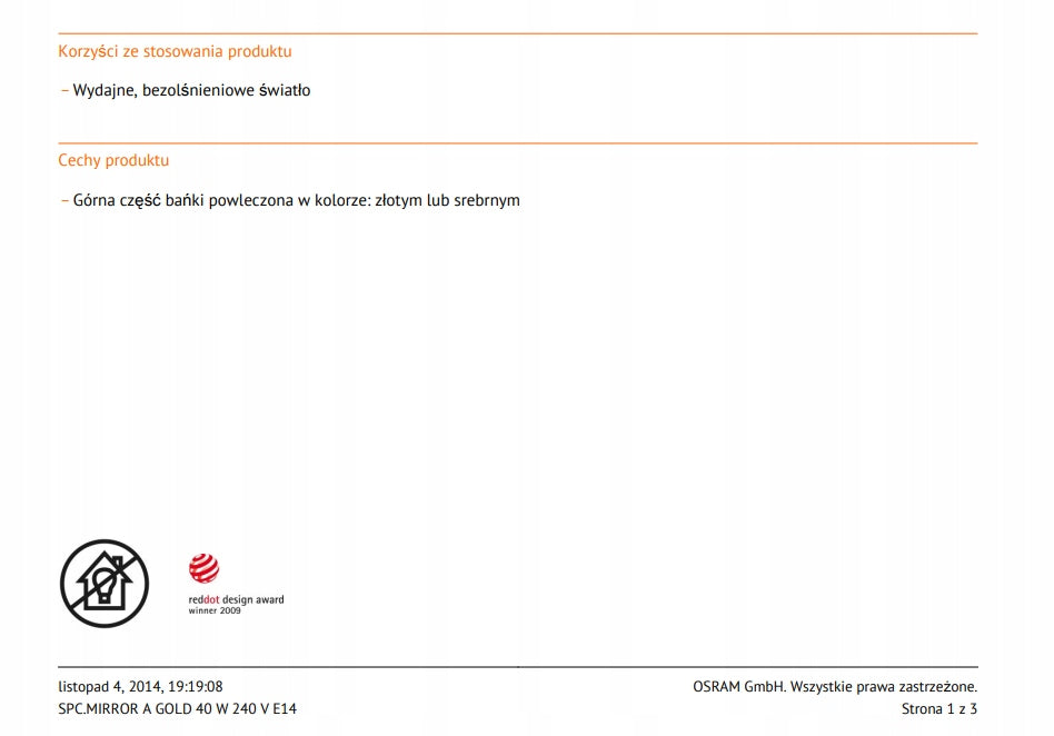 OSRAM DECOR GOLD 40W E14