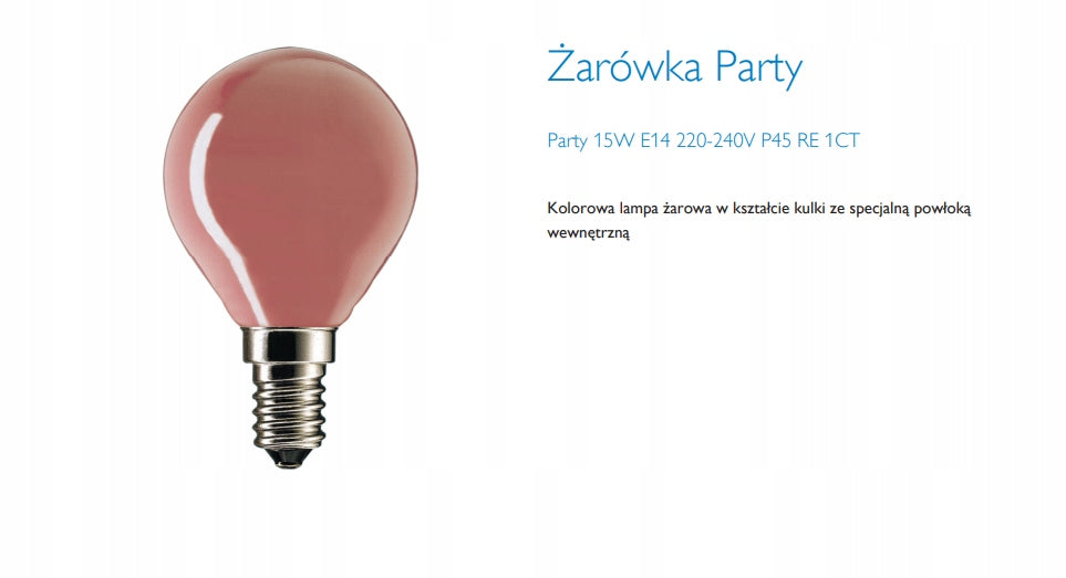 PHILIPS PARTYLIGHT CZERWONA 15W E14 RED