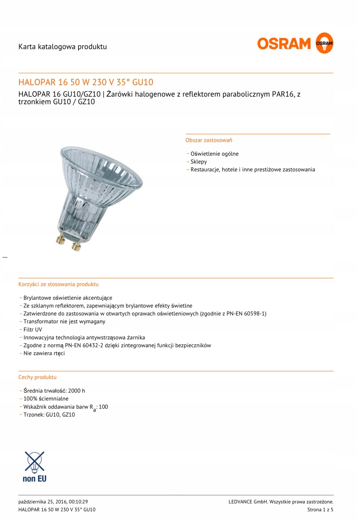 OSRAM Halopar 50W GU10 35°