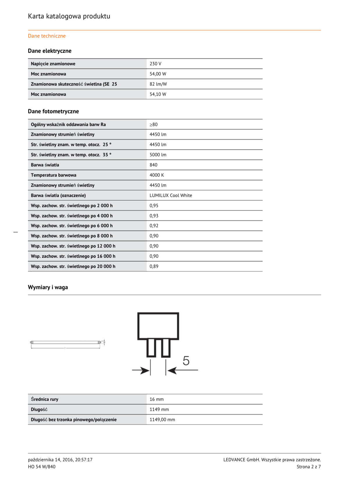 OSRAM LUMILUX HO 54W/840 T5 G5
